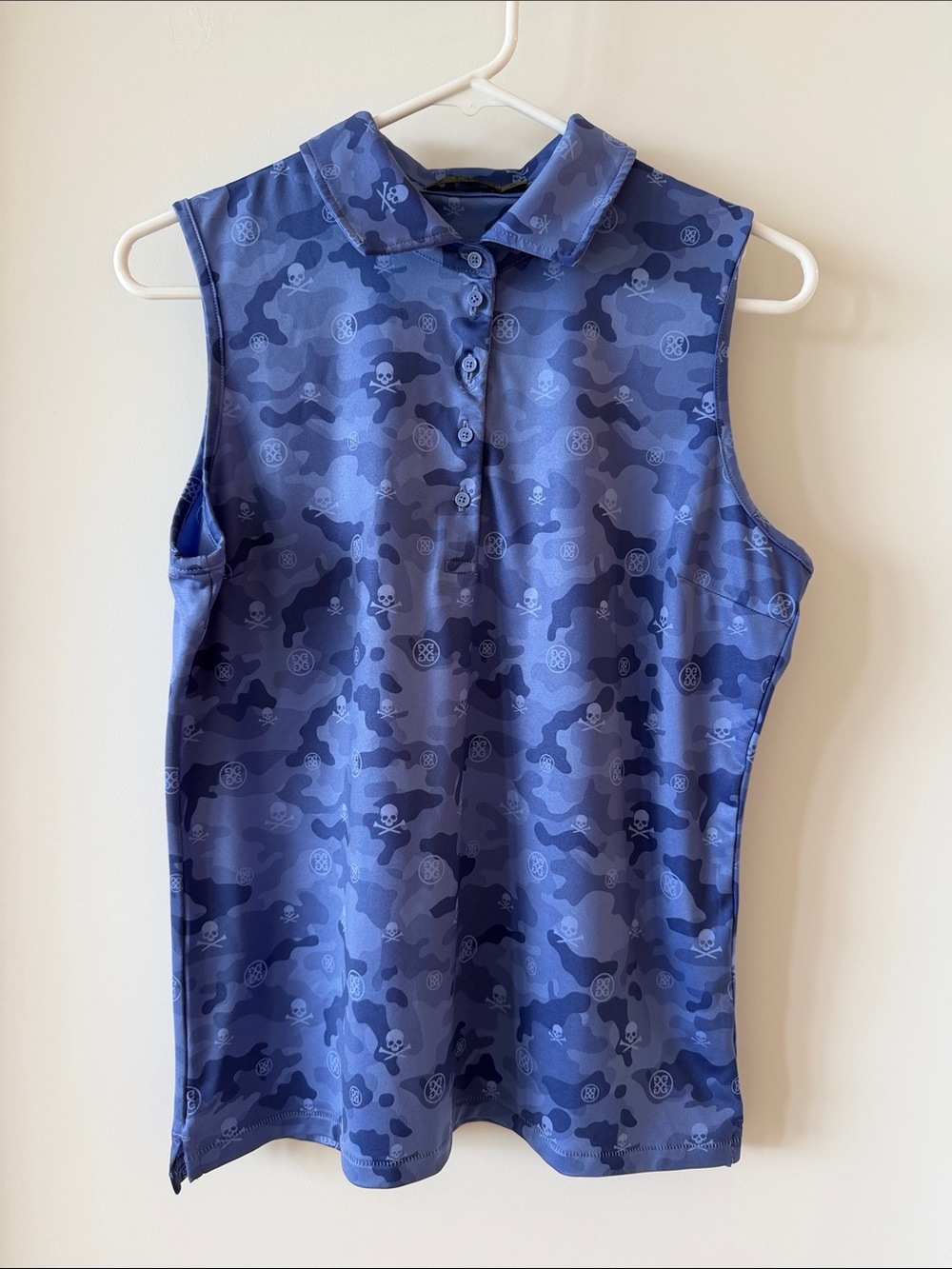 G/FORE Blue Camo Sleeveless Polo Tank